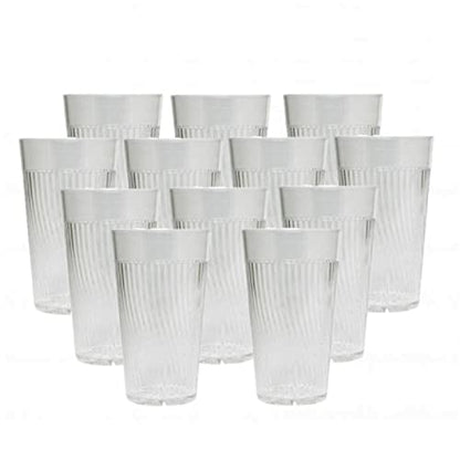 TrueCraftware- 10 oz. Belize Tumbler/Drinking Cups Clear Polycarbonate Set of 12-Premium Iced Tea Glasses Stackable Reusable Drinking Glasses Dishwasher Safe Break-Resistant for Home Restaurants - color: Clear, size: 10 oz