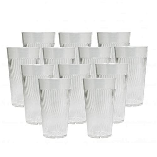 TrueCraftware- 10 oz. Belize Tumbler/Drinking Cups Clear Polycarbonate Set of 12-Premium Iced Tea Glasses Stackable Reusable Drinking Glasses Dishwasher Safe Break-Resistant for Home Restaurants - color: Clear, size: 10 oz