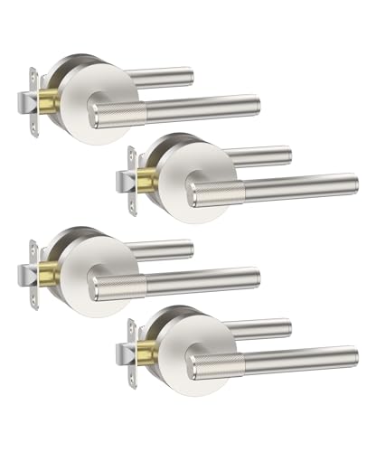Asidrama 4 Pack Brushed Satin Nickel Passage Interior Door Handles - color: Brushed Satin Nickel, size: Passage, style: 4pack