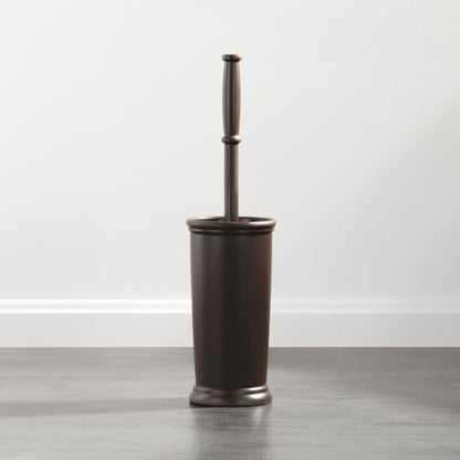 mDesign Toilet Bowl Brush and Holder - Covered Bathroom Brush - Standing Scrubber in Modern Holder - Space Saving, Deep Cleaning - 2 Pack - Hyde Collection, Bronze - color: Bronze, size: Pack of 2