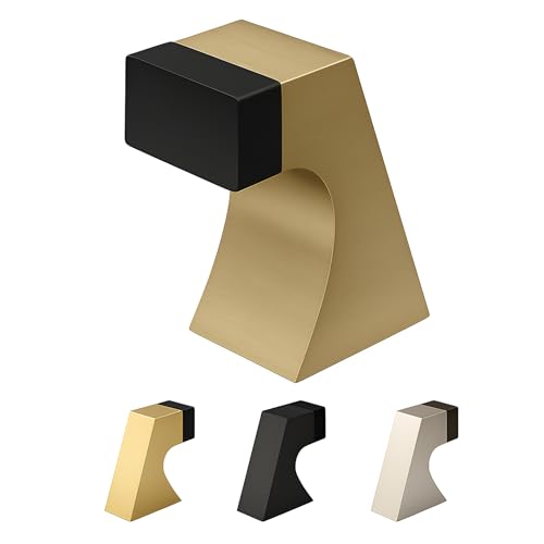 Mega Handles Curved Floor Door Stop Satin Brass (1-Pack) - Wall Protector - color: Satin Brass