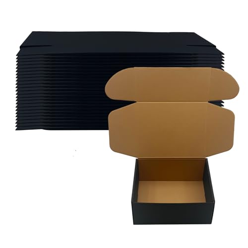24 Pack 9x7x4 inches Black Shipping Boxes, Corrugated Cardboard Mailers - size: 9x7x4 Inches
