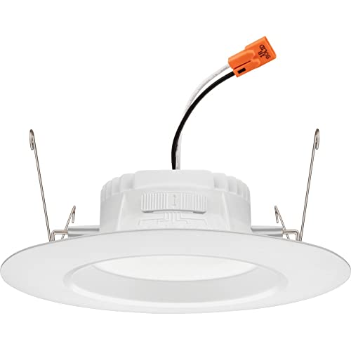 Juno 5"/6" Inch LED Recessed Lighting, RetroBasics Series LED Downlight Trim Kit, Regressed 5"/6" Ceiling Light with 5-in-1 Switchable White Color, 860 Lumens, Baffle Trim, Matte White (6-Pack) - color: Switchable White, size: 5/6-Inch (6-Pack), style: St
