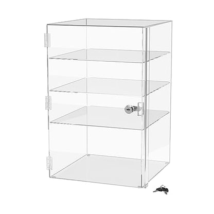 Marketing Holders Acrylic Locking Vertical Cabinet with Keys 12" x 12" x 19" Clear Countertop Lucite Hinged Swing Door Locker for Retail Products and Convenience Stores Merchandise - size: 12"W x 12"D x 19"H