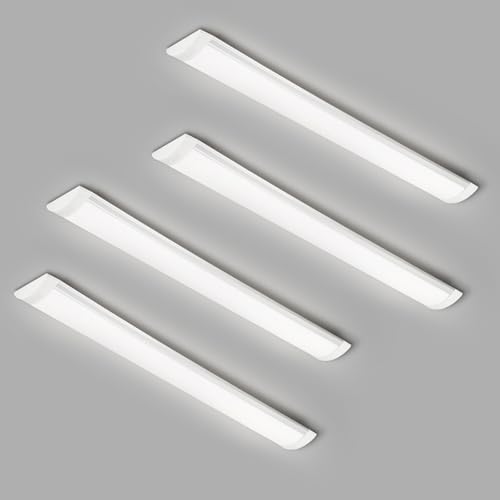 4 Pack 2FT Ultra-Thin Surface Mounted LED Batten Light, 20W Day Light 4000K, IP20, Garage, Shop, Hallway, Office, Market - color: Aluminum 4 PCS