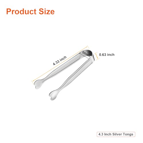 Mini Serving Tongs, Anytrp 54-Packs Stainless Steel Sugar Tongs, 4.3inch Ice Tongs Kitchen Appetizers Tongs for Coffee Bar, Tea Party, Desserts Party, Sugar and Ice Bucket - color: Silver, size: 4.3inch-54pcs