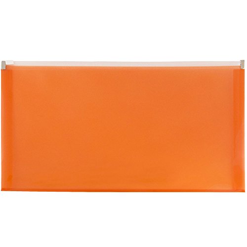 JAM PAPER Plastic Envelopes with Zip Closure - #10 Booklet Wallet - 5 x 10 - Orange - 12/Pack - color: Orange, size: #10 Business Size