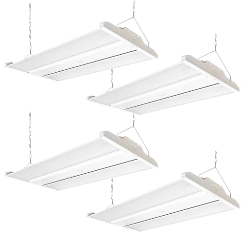 High Bay LED Shop Light, 20925LM 2FT LED Linear High Bay Fixture, 155W Commercial Bay Lighting, 120-277V, 5000K Daylight, Linear Hanging Light, UL&DLC Listed, 4PK - color: 155W - no sensor - White, size: 4PK