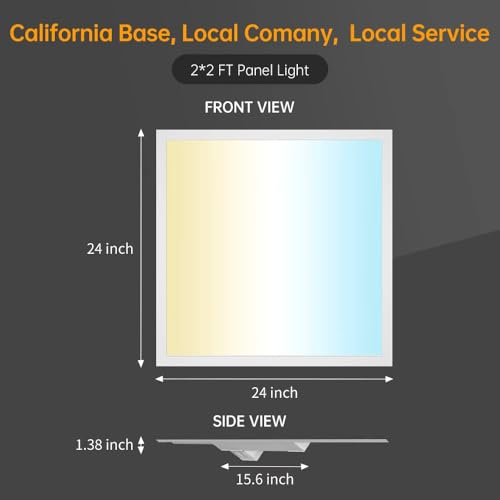2x2ft LED Flat Panel Light with Microwave Sensor Base Ready, 2PK - style: 2x2 Fixture Only