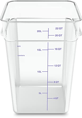 Carlisle FoodService Products Squares Square Food Storage Container with Stackable Design for Catering, Buffets, Restaurants, Polycarbonate (Pc), 22 Quarts, Clear