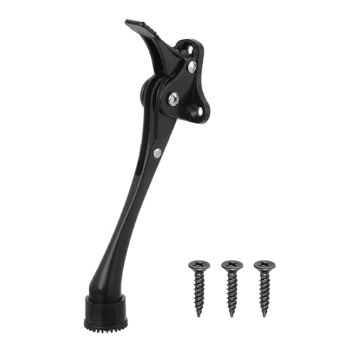 uxcell Kickdown Door Stop, One Touch Kickdown Door Stopper Holder with Non-Slip Rubber Tip and Screws, 6-Inch Metal Door Kickstand for Bottom of Door, Black - color: Black, size: 6 Inch