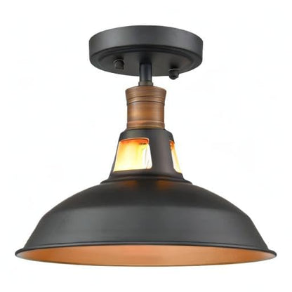 CLAXY Industrial Farmhouse Ceiling Light 1-Light Barn Ceiling Light - color: Black and Gold