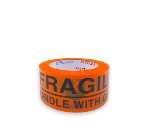 12 Rolls Fragile Tape Handle with Care Packing Printing Tape, Shipping Carton Box Sealing Tape, 2 Inch x 330 Feet (110 Yards), Heavy Duty Tape for Box Office Moving Packaging (Orange) - color: Orange