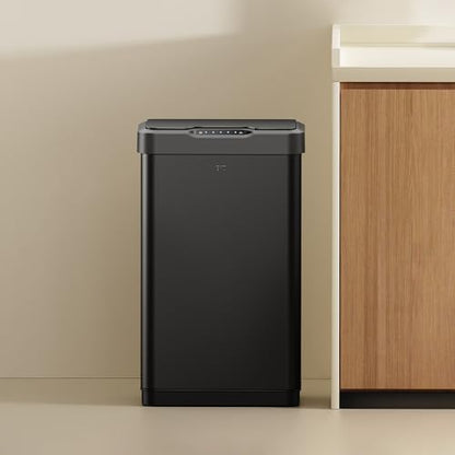 EKO Mirage-T 50 Liter / 13.2 Gallon Touchless Rectangular Motion Sensor Trash Can or Recycling Bin, Brushed Stainless Steel Finish (Matte Black) - size: Mirage-T 50 liter - Matte Black