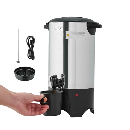 VEVOR Commercial Coffee Urn, 40 Cup 6 L Hot Beverage Dispenser with Dripless Faucet, Quick-Brewing Commercial Coffee Maker, with Stainless Steel Liner, for Catering, Business, Church & Restaurant - size: 40Cup