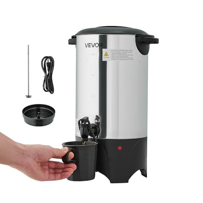 VEVOR Commercial Coffee Urn, 40 Cup 6 L Hot Beverage Dispenser with Dripless Faucet, Quick-Brewing Commercial Coffee Maker, with Stainless Steel Liner, for Catering, Business, Church & Restaurant - size: 40Cup