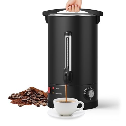 Garvee 14 L/100 Cups Coffee Urn-3.8 gal Double Wall Commerical Coffee Maker - color: Black, size: 100 Cups/14L