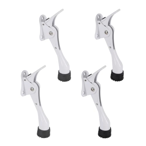 Kickdown Door Stopper 4 Inches - 4 Packs One Touch Adjustable Height Door Stop for The Bottom of Door The Bottom of Door Aluminum Alloy Metal Door Stopper with Rubber Tip White - color: 4inch White, size: 4inch 4pack