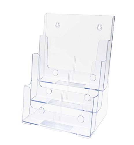 Marketing Holders 2 Pack Brochure Holder Countertop or Wall Mount with Hardware Multi Slot Clear Display Rack for 4" or 8.5" Printed Materials and Graphic Images in Offices Areas and Restaurants