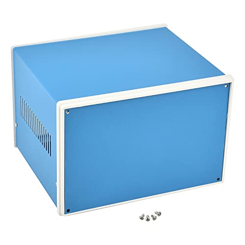 Fielect Electronic Enclosure Project Box Blue Metal DIY Case Junction Box, 8.27" x 7.09" x 5.51" - size: 8.27" x 7.09" x 5.51"