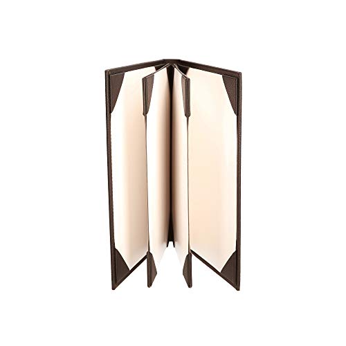 Menu Covers Made of Premium Faux Leather (10-Pack) - 8.5" X 11" - 6 Views - Brown - color: Brown, size: 6 Views