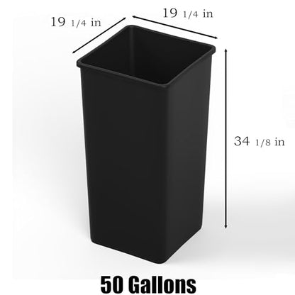 50 Gallon Black Square Commercial Trash Garbage Can | Outdoor Office Restaurant School Kitchen - color: Black, size: 50 Gallon, style: Trash Can