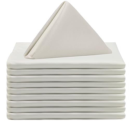 Your Chair Covers - 10 Pack 20 Inch L'Amour Satin Napkins Ivory, Oversized, Double Folded and Hemmed Table Napkins for Restaurant, Bistro, Wedding, Thanksgiving and Christmas - color: Ivory