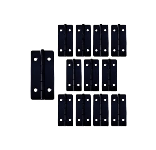 QCAA Solid Brass 180 Degree Wooden Jewery Box Hinge, Cabinet Closet Hinge, 50mm x 24mm, Matte Black, Made in Taiwan, 6 Pair (12 PCS) - color: Matte Black, size: 50mm - 12 Pack