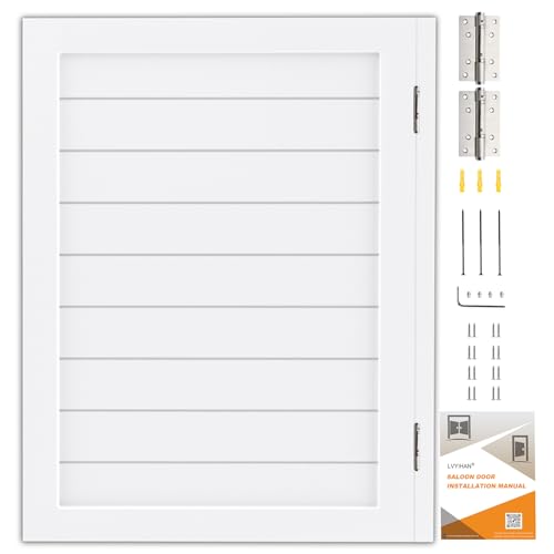 Saloon Swinging Doors 24/28/30/32/36 Inch Wide - White Heavy Duty Swing Cafe Doors with Hinges, Hardware & Install Guide - Single Swinging Half Door for Bar Kitchen Doorway Decor - color: White, size: Single Door 24"X36"