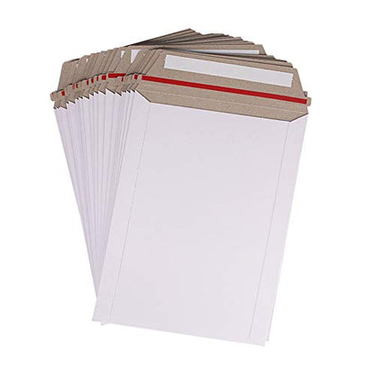 zmybcpack 100 Pack 6X8 inch Self Seal Photo Document Mailers Stay Flat White Cardboard Envelopes White Photography Mailers for CD, Photos, Document - size: 100 Pack 6X8 inch