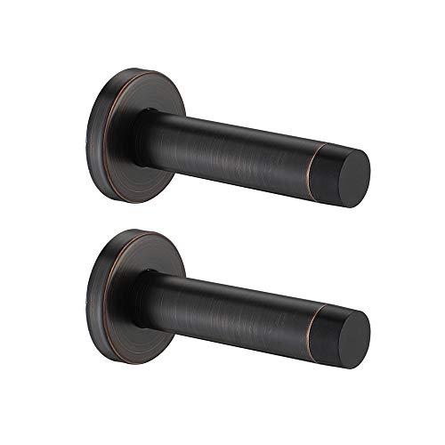 JQK Door Stopper Oil Rubbed Bronze, 304 Stainless Steel Thicken 1mm Sound Dampening Door Stop Bumper Wall Protetor 2 Pack, ORB, DSB5-ORB-P2 - color: Oil Rubbed Bronze, size: 2 Pack
