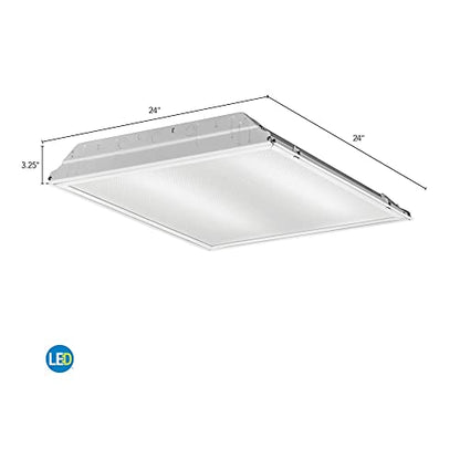 Lithonia Lighting 2x2 Lensed LED Troffer Light, Recessed LED Drop in Ceiling Light with Prismatic Lens for Grid Ceilings, 120 Volt, 4000K Cool White - color: Non-Dimmable