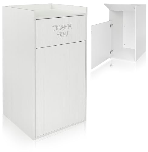 Alpine Restaurant Trash Can Cabinet with Tray Holder - Commercial 40 Gallon Garbage Receptacle Indoor for Restaurants, Cafeterias (White) - color: White