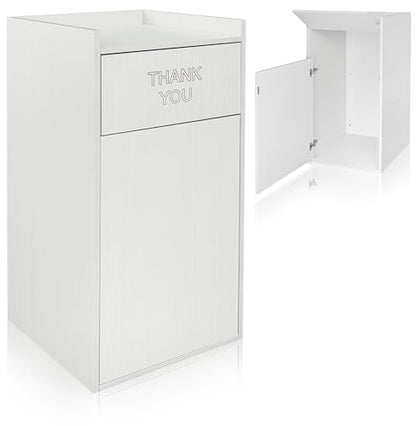 Alpine Restaurant Trash Can Cabinet with Tray Holder - Commercial 40 Gallon Garbage Receptacle Indoor for Restaurants, Cafeterias (White) - color: White