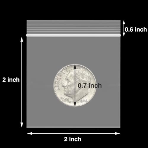 200Pcs 2" x 2" Plastic Zip Bags, Clear, 2 Mil Thick - size: 2x2 Inch (Pack of 200)