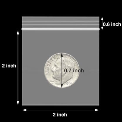 200Pcs 2" x 2" Plastic Zip Bags, Clear, 2 Mil Thick - size: 2x2 Inch (Pack of 200)
