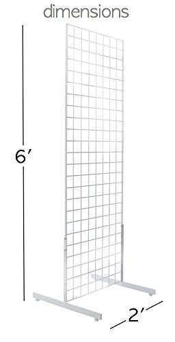 Only Hangers 2' x 6' Gridwall Panel Tower with T-Base Floorstanding Display Kit, 2-Pack White …