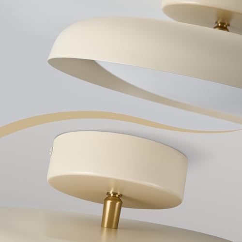 BISAMIYA Modern LED Ceiling Light, Brass Accent, 12.6 Inch Semi Flush Mount - color: Cream