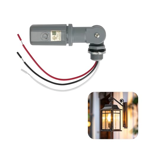 1 Pack Photocell Sensor for Outdoor Lights, 120-277VAC Wide Voltage, 50/60 Hz Dusk to Dawn Photocell Switch, IP54 Waterproof for High Power Loads in Commercial or Industrial