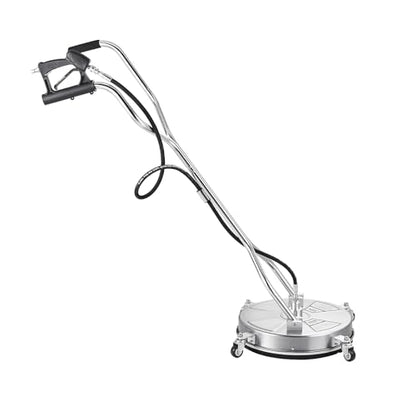 VEVOR 18 Inch Pressure Washer Surface Cleaner, 4000 PSI Stainless Steel Attachment with 4 Wheels, 2 Nozzles, 3/8 Inch Quick Connect and Dual Handle for Concrete, Patio, Sidewalk - size: 18 Inch w/ Handle & Wheels
