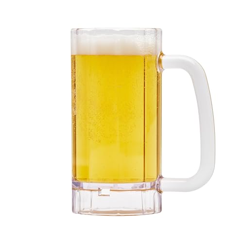 G.E.T. 00086-1-SAN-CL Shatter-Resistant Plastic Beer Mug / Stein, 16 Fluid Ounce, BPA Free (Pack of 12),Clear - size: 16 Ounce, style: Set of 12