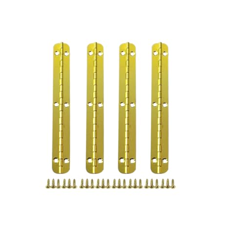 QCAA Solid Brass 180 Degree Small Piano Hinge Wooden Jewery Box Hinge, Cabinet Closet, 3.86" x 0.5", Vibrated Brass, 4 Pack, Made in Taiwan - color: Vibrated Brass, size: 98mm - 4 Pack