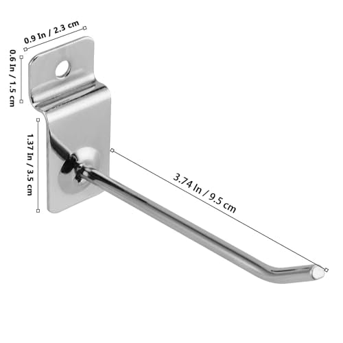 100 PCS 3.7 Inch Silver Slatwall Hooks, Slat Wall Gridwall Panel Slat Wall Hooks Slot Board Hangers Pegs Hanging Accessories for Garage Shop Room Organization and Commercial Exhibition