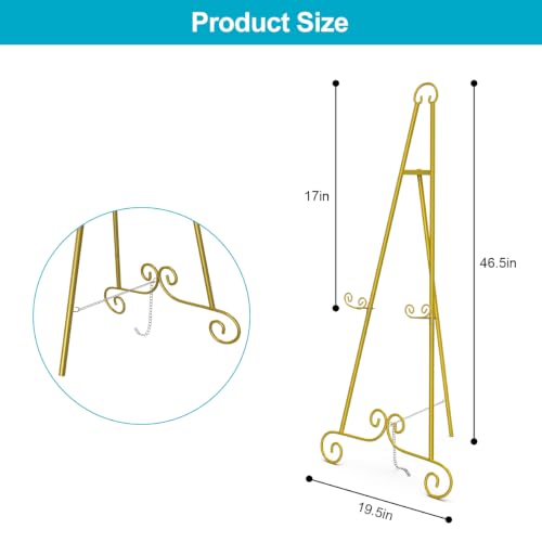 Gold Easel Stand for Sign, Adjustable Easel Dispaly Stand, 46" H. - color: Gold, size: 1 PACK