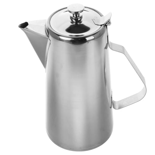 VOSAREA Stainless Steel Water Pitcher with Lid 2L Large Capacity Milk Frothing Jug with Handle for Hot Cold Water Iced Tea Metal Carafe Serving in Home Restaurant Office