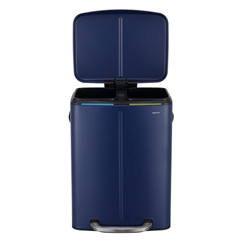 happimess Marco 10.6 Gal Double Bucket Step Trash Can, Denim Blue - color: Denim Blue