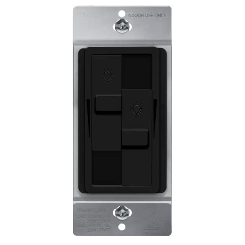 TOPGREENER Dual Load LED Dimmer Switch, Single Pole, Black, 1 Pack - color: Black, size: Dual Dimmer Switch