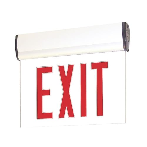 Nora Lighting NX-812-LEDRCW Red LED Single Face Edge-Lit Exit44; with Battery?Backup44; Clear44; White