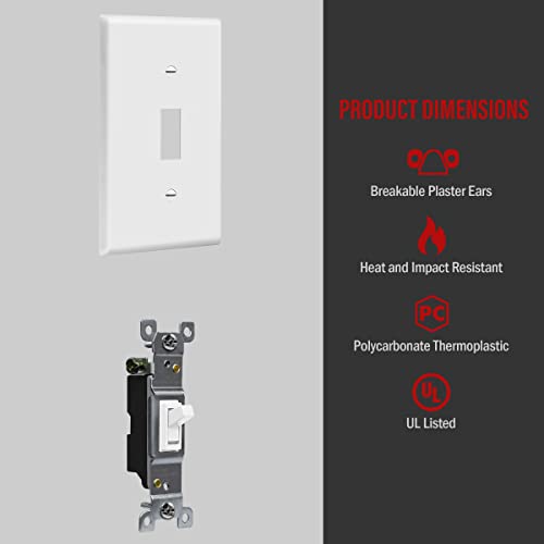 ENERLITES 10 Pack Toggle Light Switch with Wall Plate, Single Pole, White - color: White, size: Switch with Wall Plate