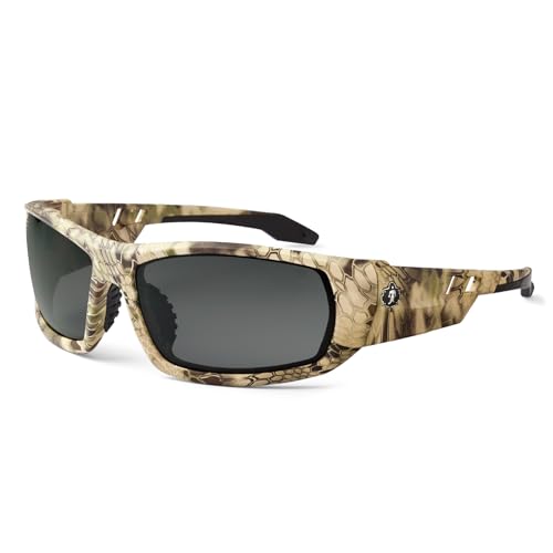 Ergodyne Skullerz ODIN Safety Glasses Sunglasses, Impact Resistant Z87.1+ - color: Kryptek Highlander Frame, Smoke Lens